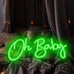 lime green Oh Baby Neon Sign Led Light Name, Baby Shower Neon Sign