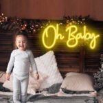 yellow Oh Baby Neon Sign Led Light Name, Baby Shower Neon Sign