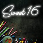 White Sweet 16 Neon Sign Happy Birthday Led Light