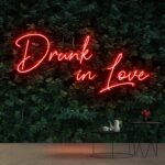 Red drunk in love neon sign
