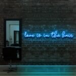 ice blue "LOVE IS IN THE HAIR" Neon Sign For Hair Salons & BarberShops