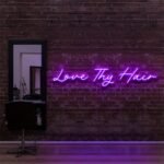 purple "LOVE THY HAIR" Neon Sign For Hair Salons & BarberShops